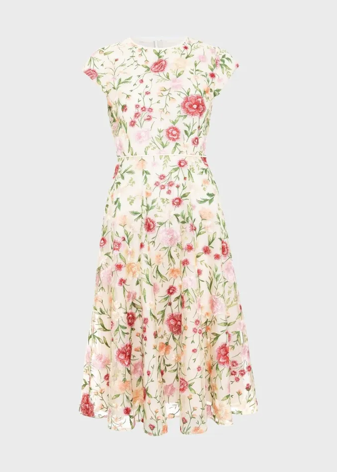 Women Tia Embroidered Dress Cream Multi Hobbs Dresses and Jumpsuits