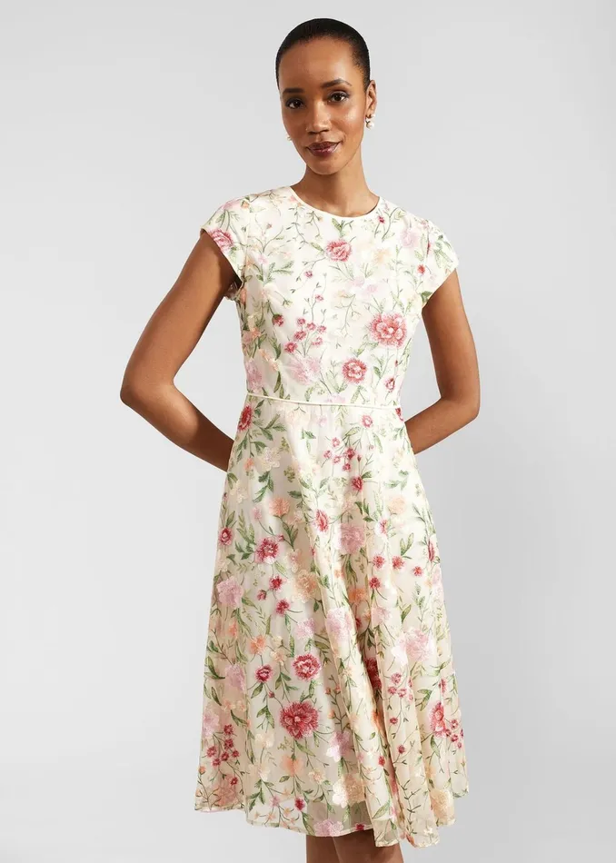 Women Tia Embroidered Dress Cream Multi Hobbs Dresses and Jumpsuits