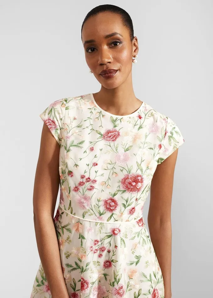 Women Tia Embroidered Dress Cream Multi Hobbs Dresses and Jumpsuits