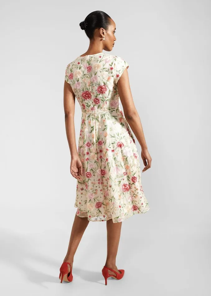 Women Tia Embroidered Dress Cream Multi Hobbs Dresses and Jumpsuits