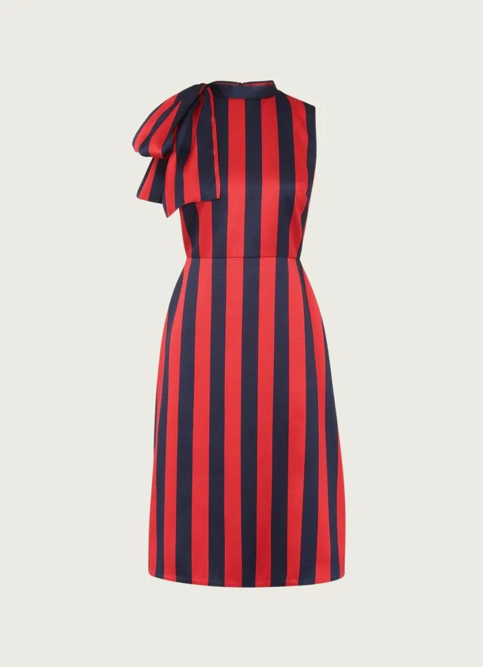 Women Tiggy Navy And Red Stripe Bow Neck Dress Navy Multi LKBennett Dresses Women Tiggy Navy And Red Stripe Bow Neck Dress Navy Multi LKBennett Dresses