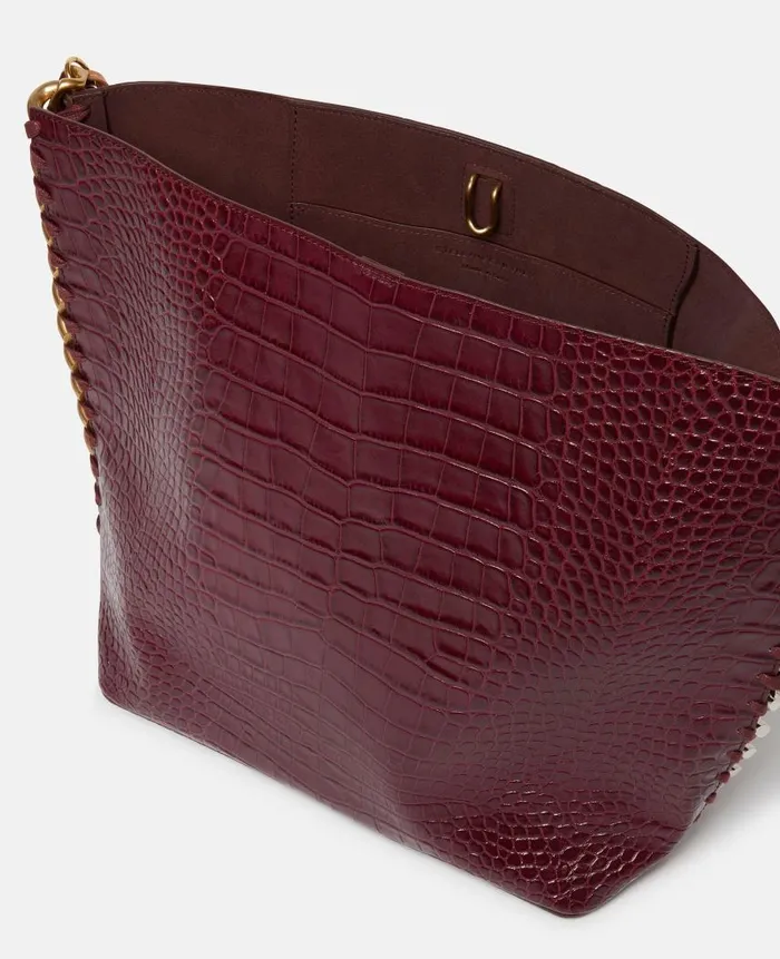 Women TopHandle Bags Stella McCartney Frayme CrocEffect Embossed Tote Bag Burgundy Women TopHandle Bags Stella McCartney Frayme CrocEffect Embossed Tote Bag Burgundy