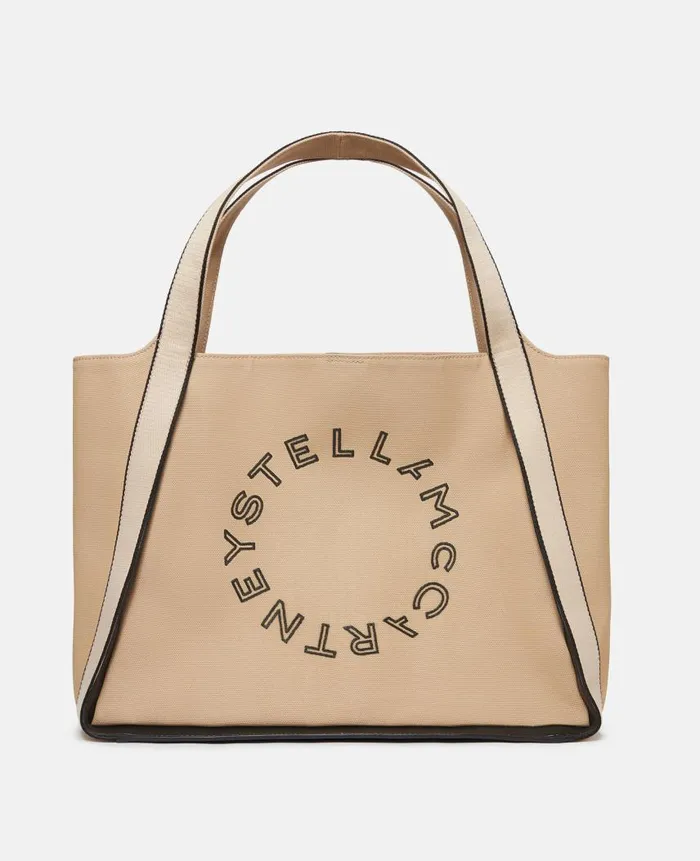Women TopHandle Bags Stella McCartney Logo Bananatex Canvas Tote Bag Natural