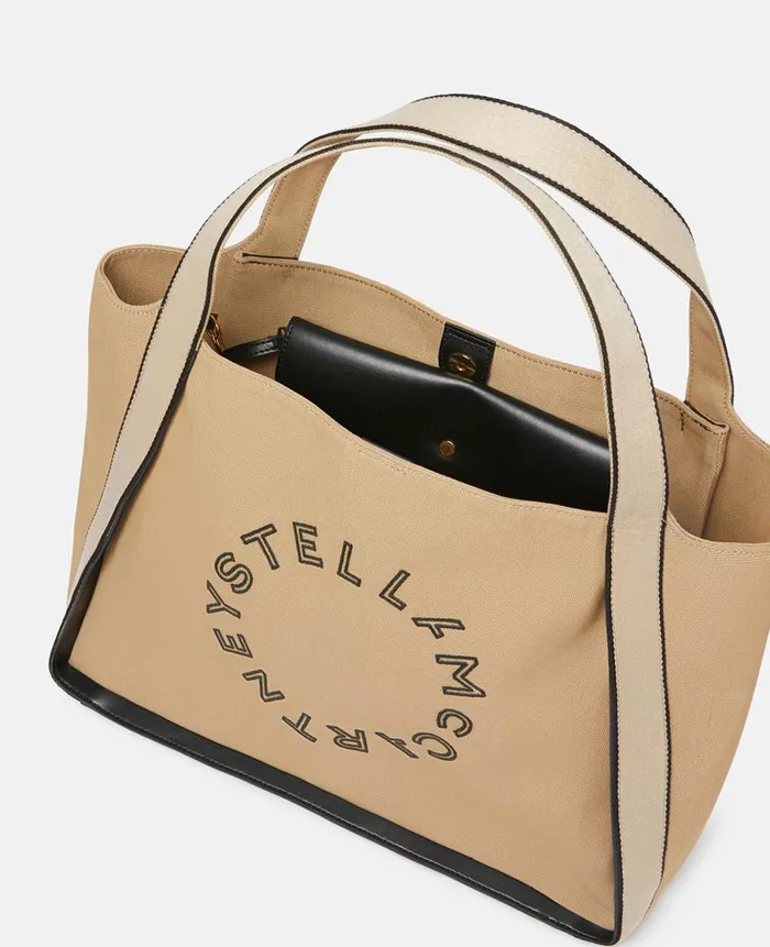 Women TopHandle Bags Stella McCartney Logo Bananatex Canvas Tote Bag Natural Women TopHandle Bags Stella McCartney Logo Bananatex Canvas Tote Bag Natural
