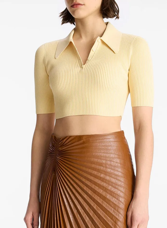 Women Tops ALC Cropped Atlas Rib Knit Top Scone