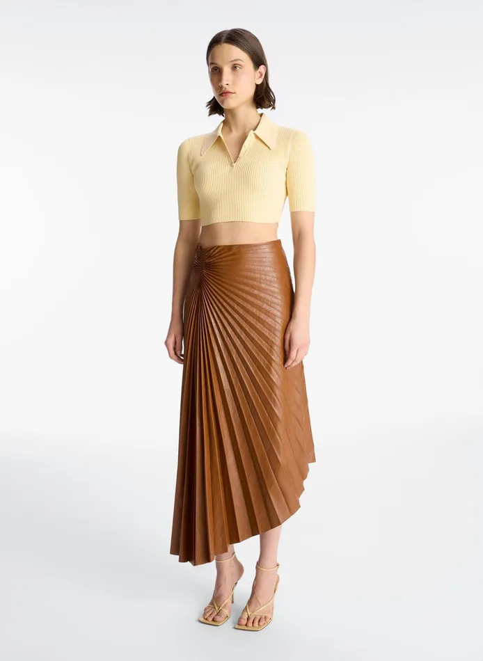 Women Tops ALC Cropped Atlas Rib Knit Top Scone