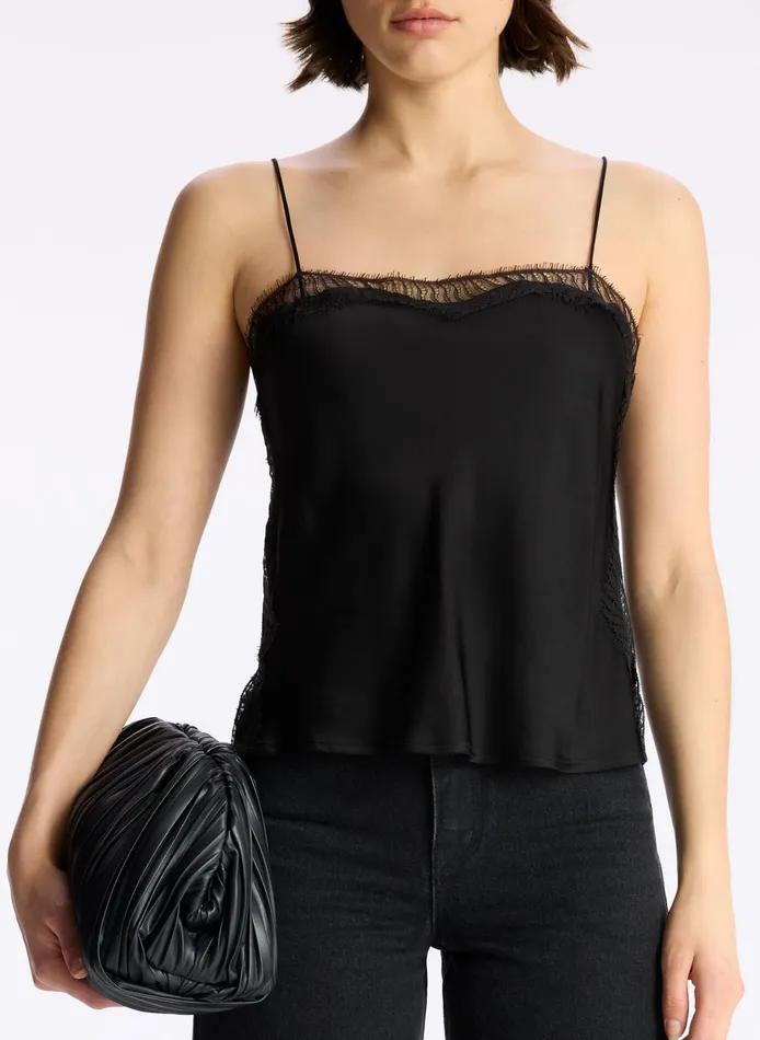 Women Tops ALC Sandy Lace Camisole Top Blackblack