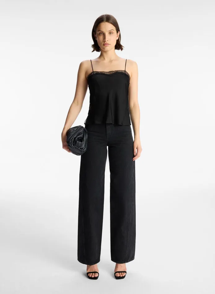 Women Tops ALC Sandy Lace Camisole Top Blackblack
