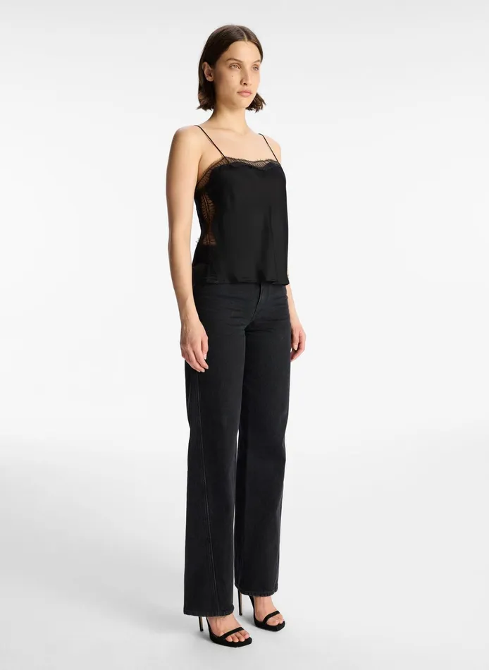 Women Tops ALC Sandy Lace Camisole Top Blackblack