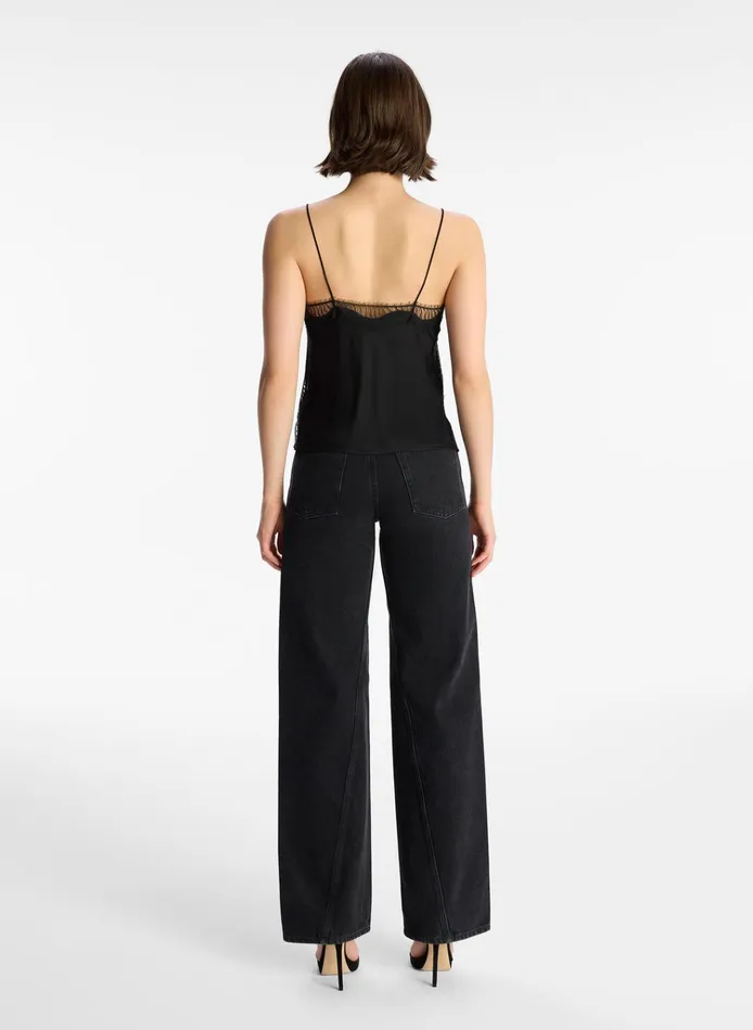 Women Tops ALC Sandy Lace Camisole Top Blackblack
