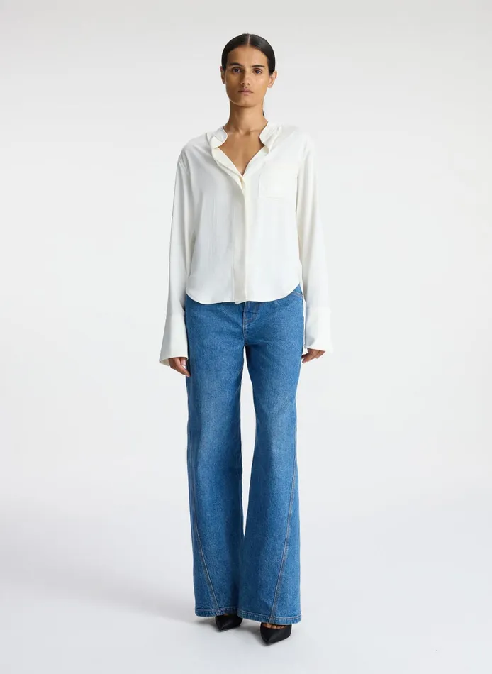 Women Tops ALC Wynn Satin Top Whisper White
