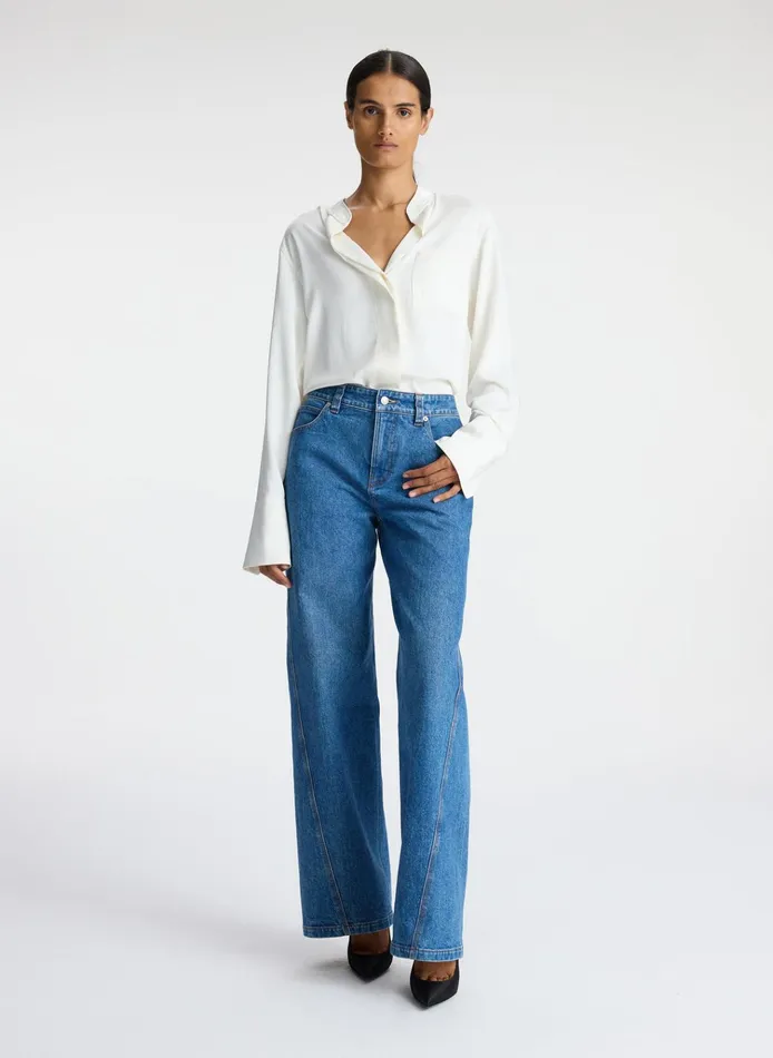 Women Tops ALC Wynn Satin Top Whisper White