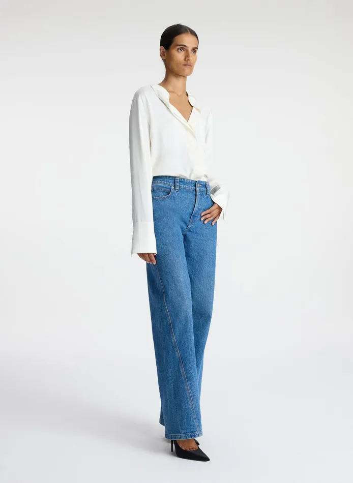 Women Tops ALC Wynn Satin Top Whisper White