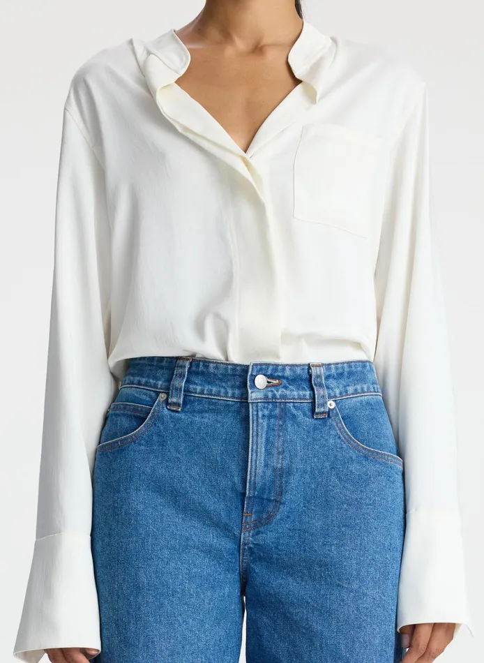Women Tops ALC Wynn Satin Top Whisper White