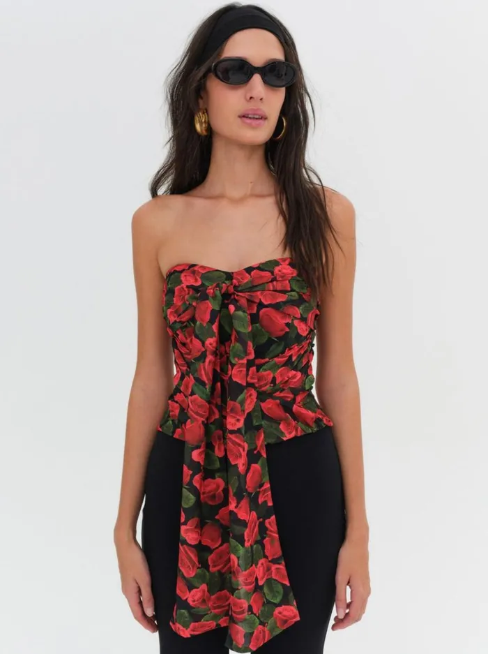 Women Tops For Love and Lemons Abby Strapless Top Red