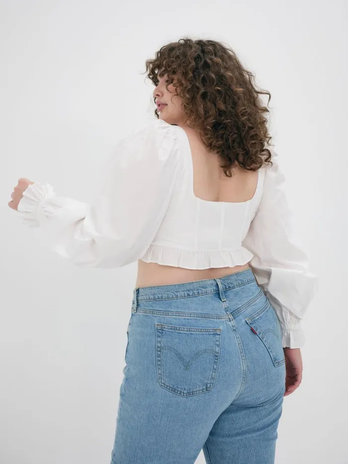 Women Tops For Love and Lemons Heather Long Sleeve Corset Top White