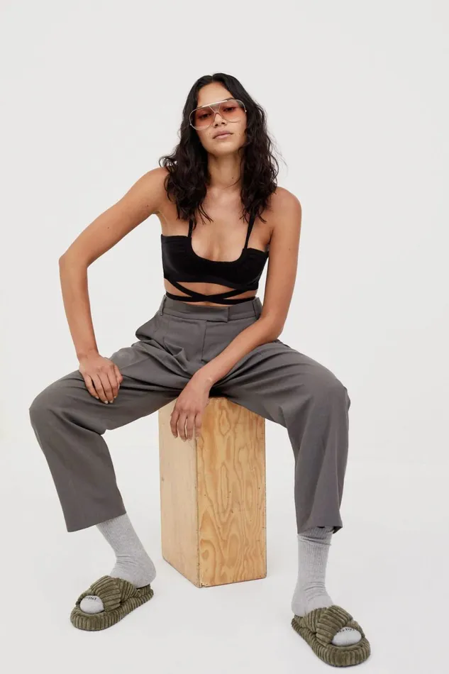 Women Tops For Love and Lemons Jourdin Tie Crop Top Black Women Tops For Love and Lemons Jourdin Tie Crop Top Black