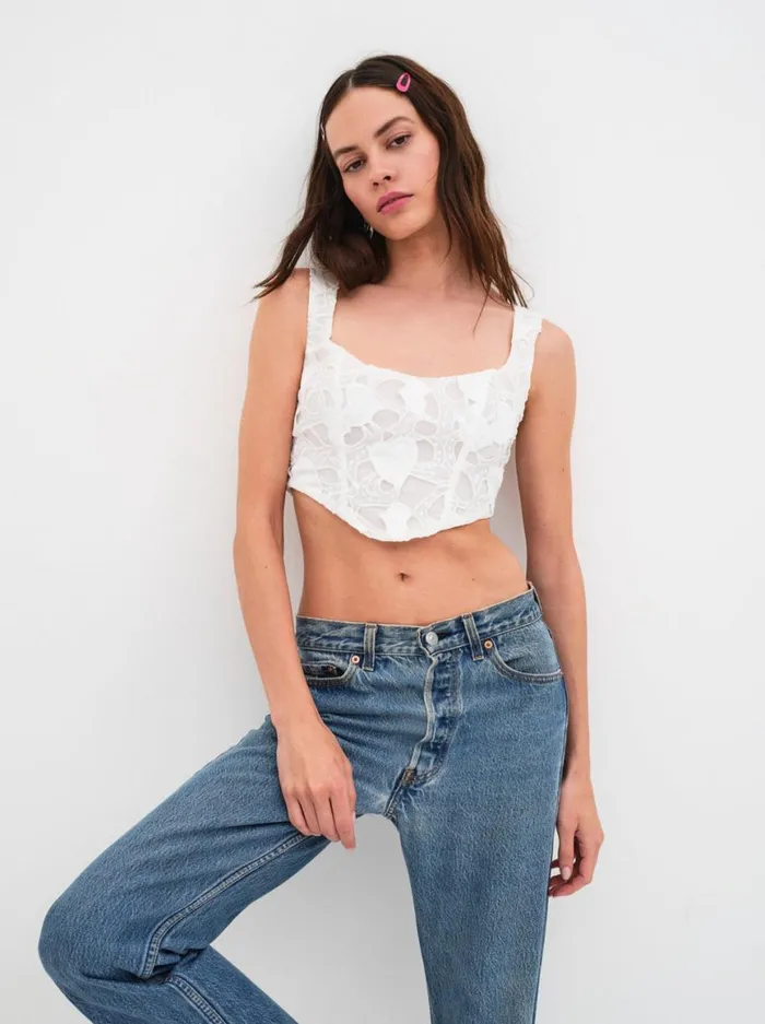 Women Tops For Love and Lemons Kaede Corset Top White