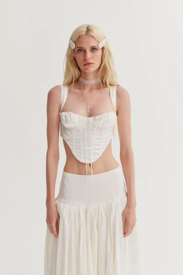Women Tops For Love and Lemons Nelly Corset Top White