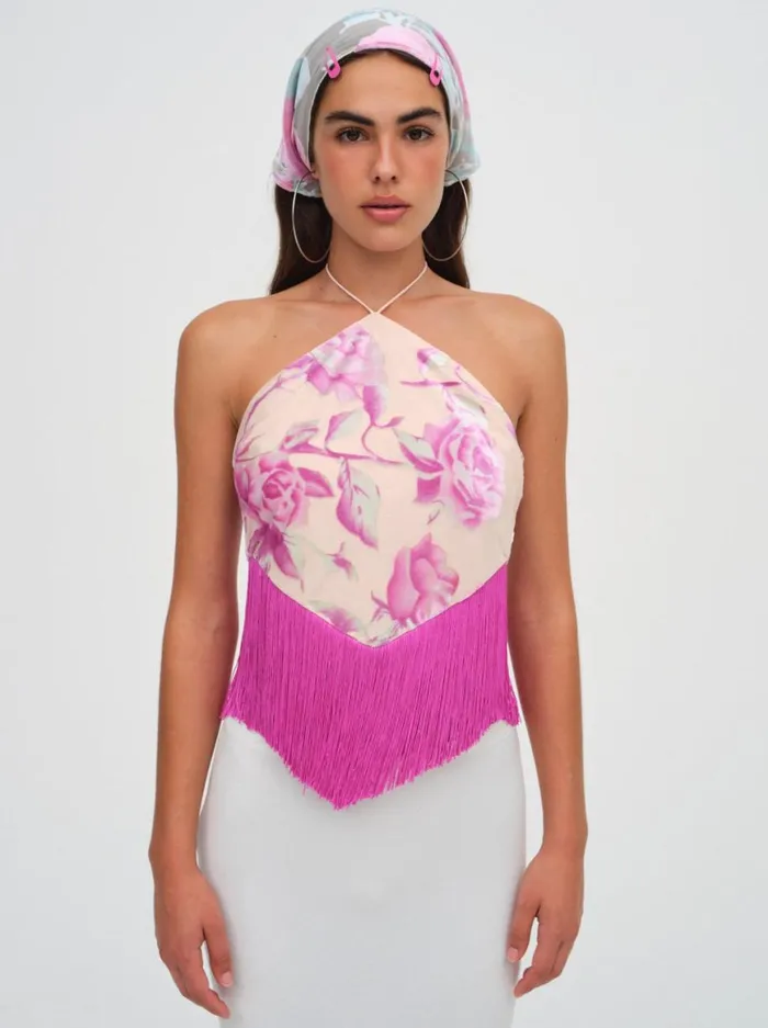 Women Tops For Love and Lemons Rori Fringe Top Pink Women Tops For Love and Lemons Rori Fringe Top Pink