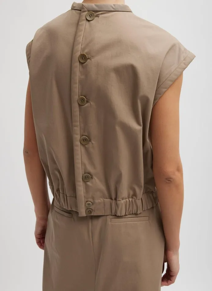 Women Tops Tibi Bio Twill Blousant Vest Vintage Khaki