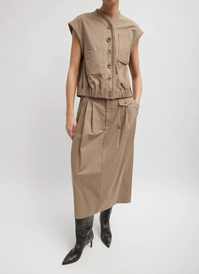 Women Tops Tibi Bio Twill Blousant Vest Vintage Khaki