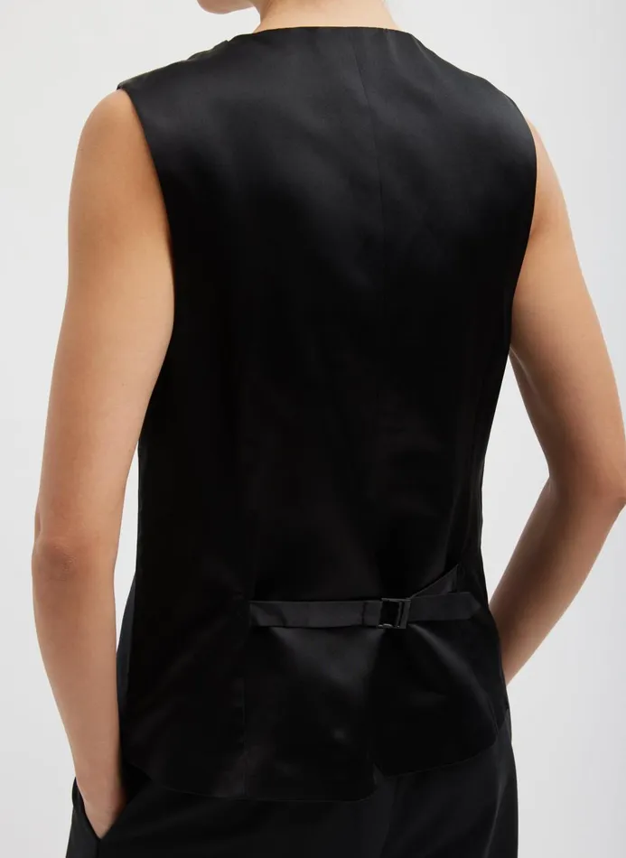 Women Tops Tibi Birdseye Vest Navy Multi