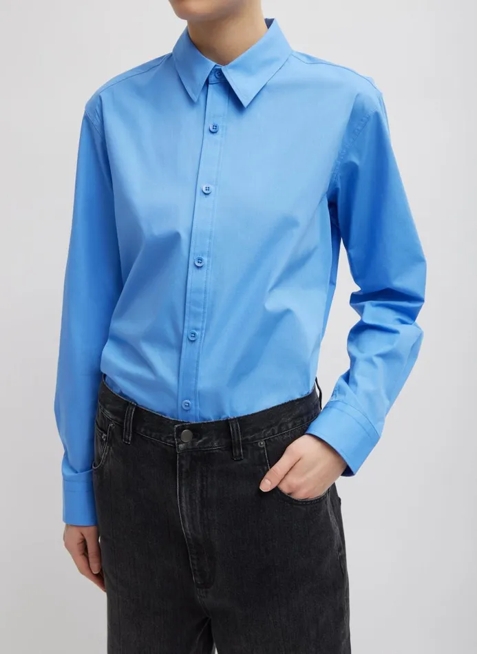 Women Tops Tibi Charlie Men039s Slim Shirt Newman Blue