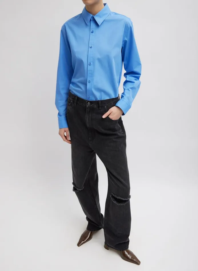 Women Tops Tibi Charlie Men039s Slim Shirt Newman Blue
