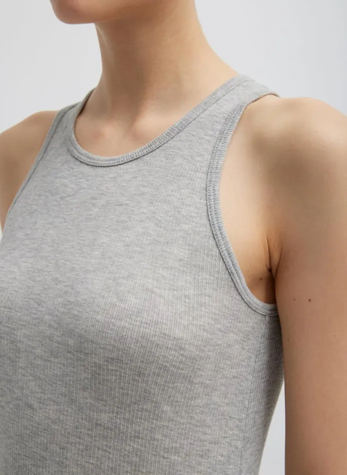 Women Tops Tibi Circular Fine Rib TShirt Tank Heather Grey