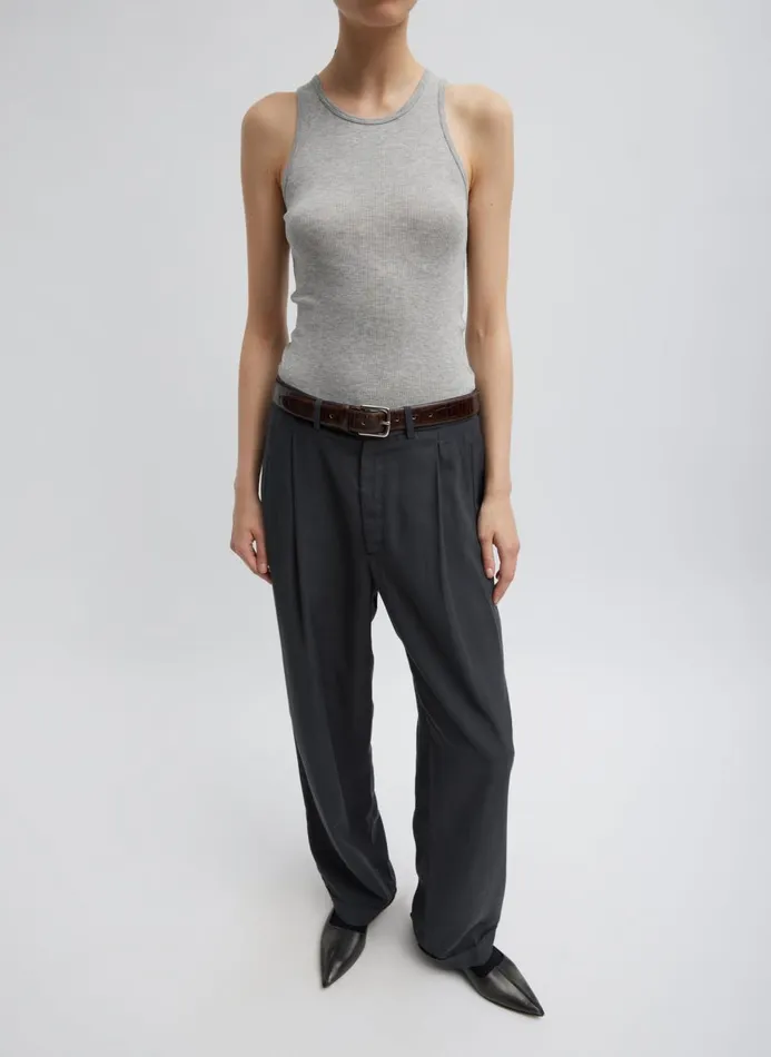 Women Tops Tibi Circular Fine Rib TShirt Tank Heather Grey
