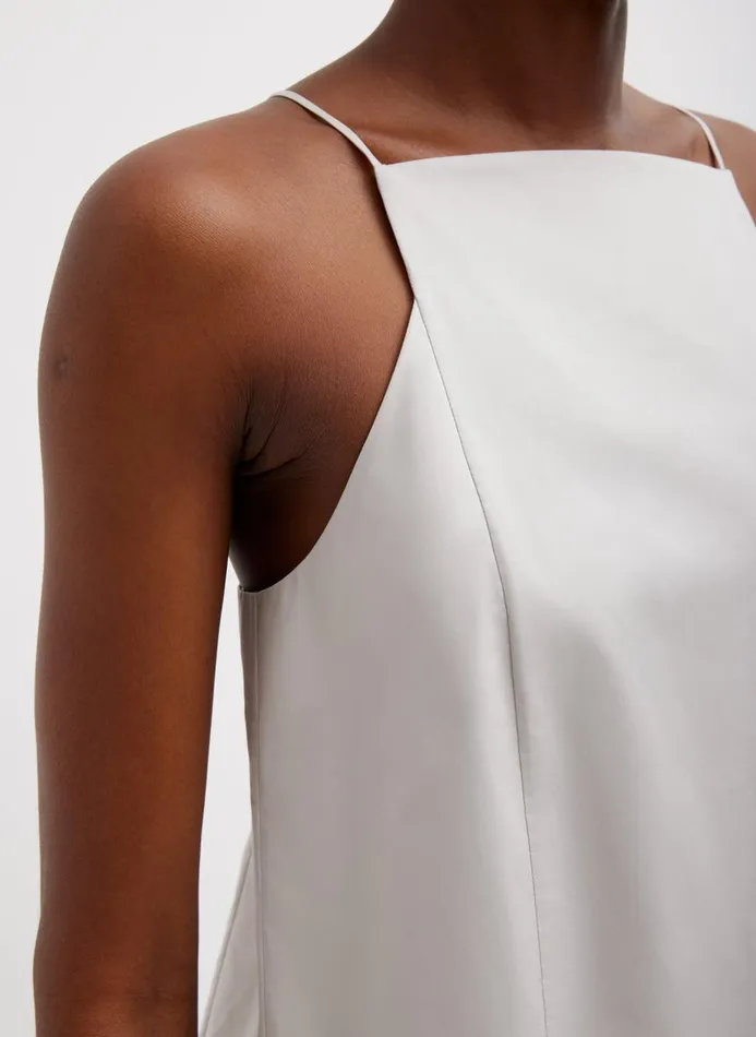 Women Tops Tibi Eco Poplin Cropped Square Neck Criss Cross Tank Stone