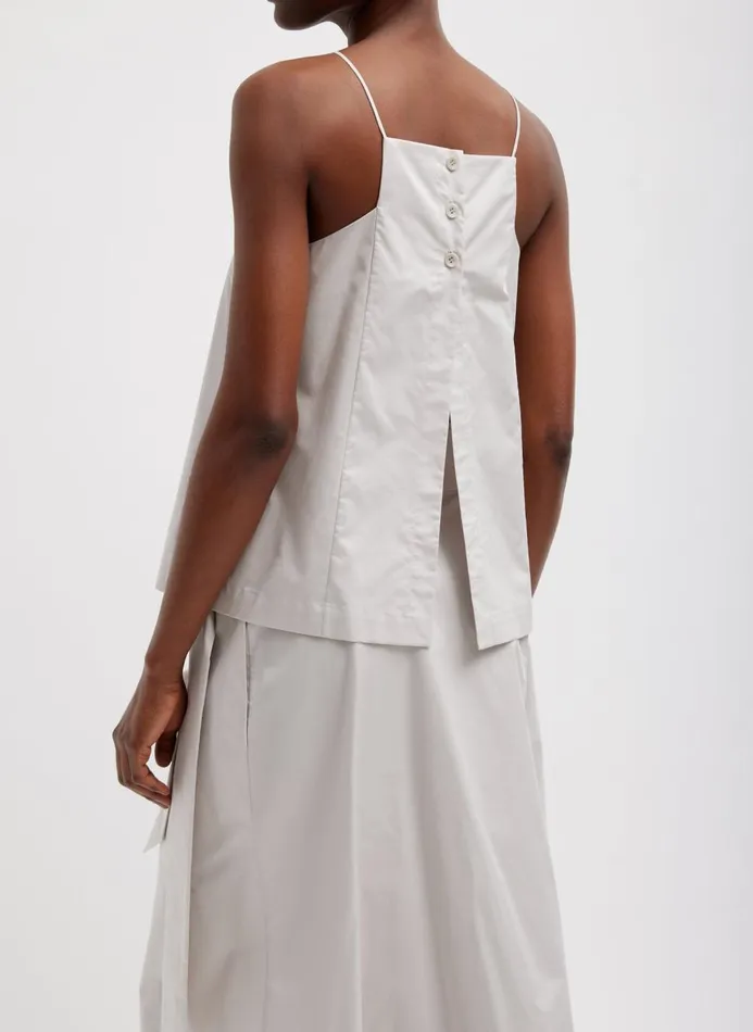 Women Tops Tibi Eco Poplin Cropped Square Neck Criss Cross Tank Stone