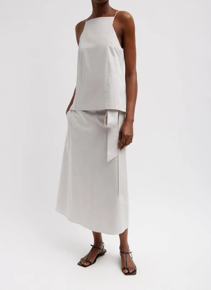 Women Tops Tibi Eco Poplin Cropped Square Neck Criss Cross Tank Stone