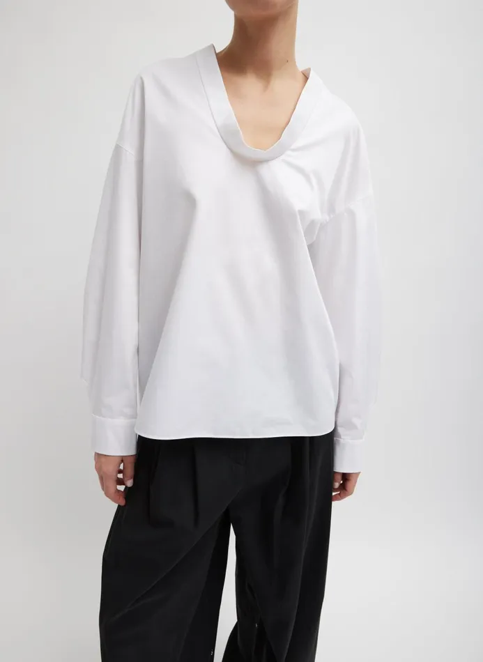 Women Tops Tibi Eco Poplin Scoopneck Top White