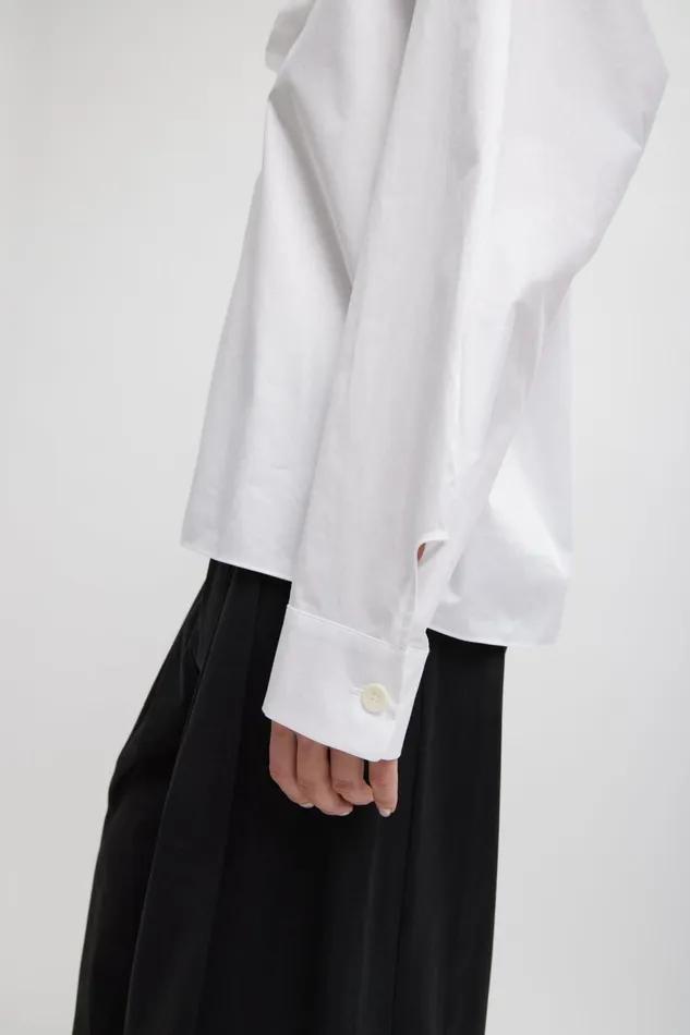 Women Tops Tibi Eco Poplin Scoopneck Top White