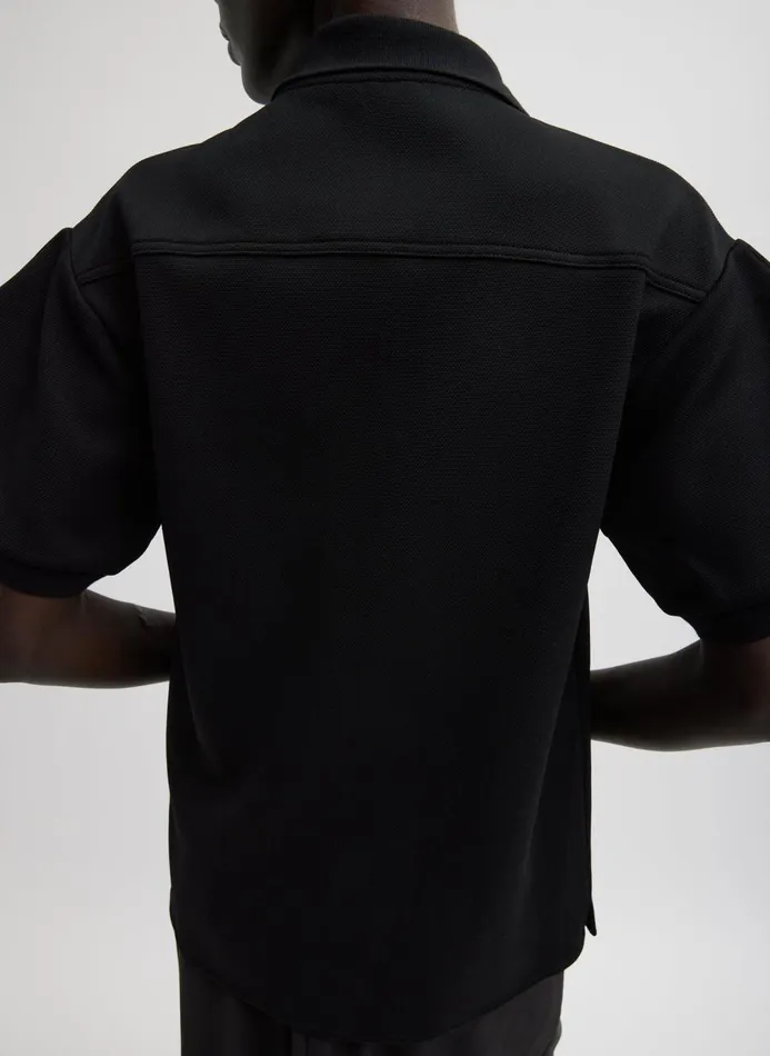 Women Tops Tibi Luxe Pique Polo Shirt Black