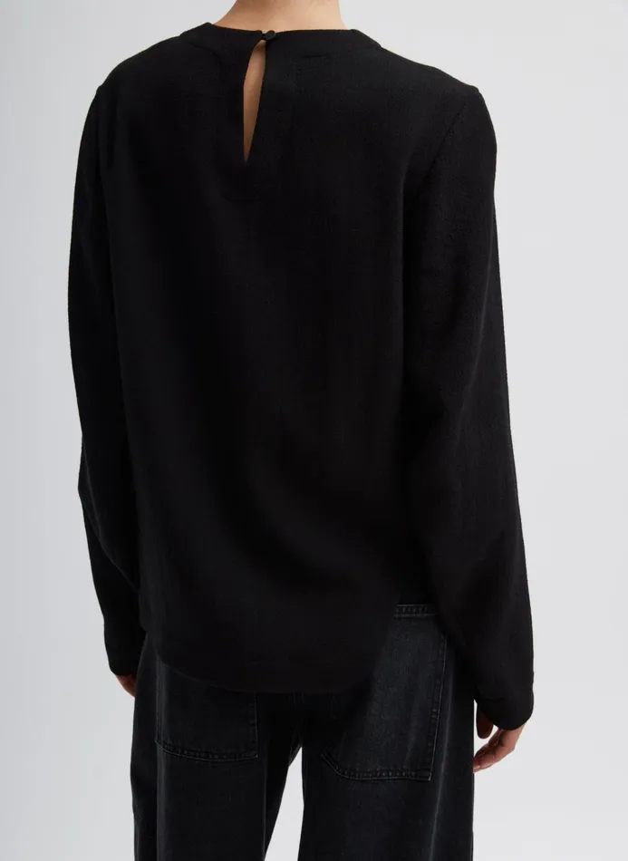 Women Tops Tibi Melee Crepe Long Sleeve Cropped Top Black