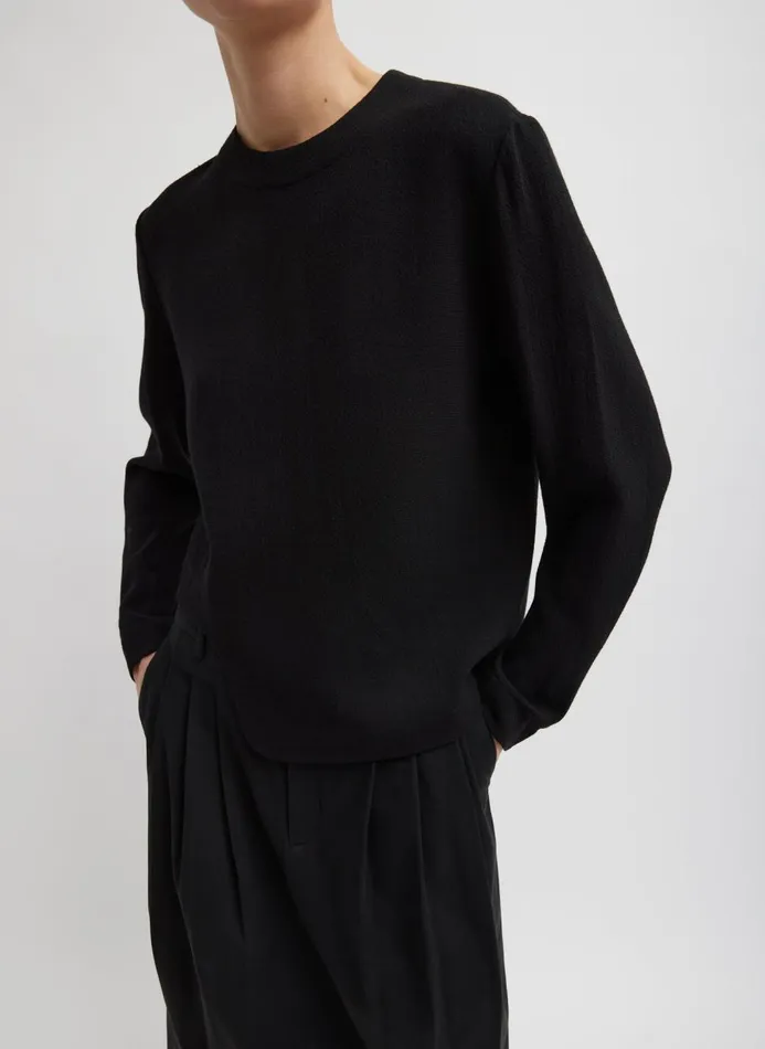 Women Tops Tibi Melee Crepe Long Sleeve Cropped Top Black