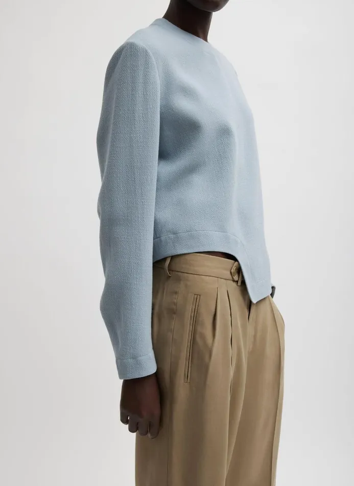 Women Tops Tibi Melee Crepe Long Sleeve Cropped Top Light Blue