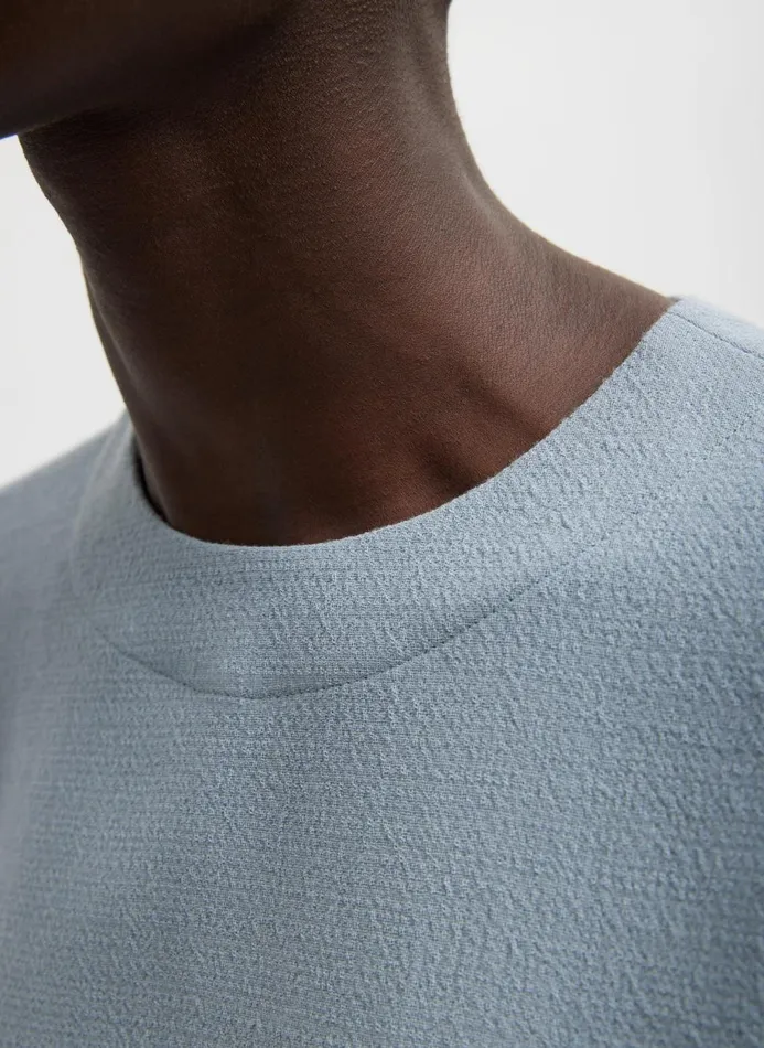Women Tops Tibi Melee Crepe Long Sleeve Cropped Top Light Blue