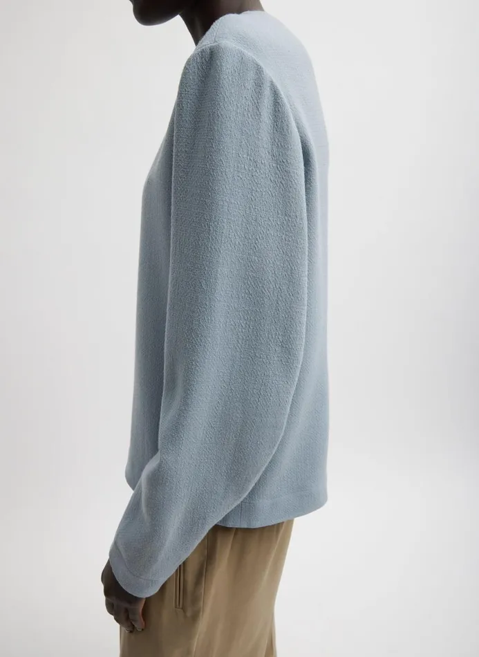 Women Tops Tibi Melee Crepe Long Sleeve Cropped Top Light Blue