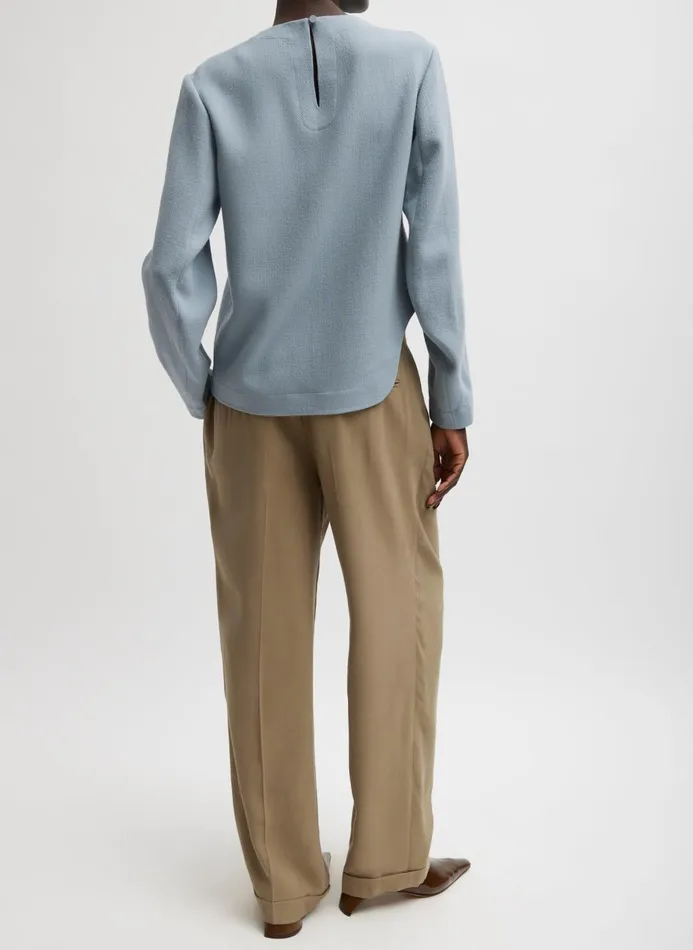 Women Tops Tibi Melee Crepe Long Sleeve Cropped Top Light Blue