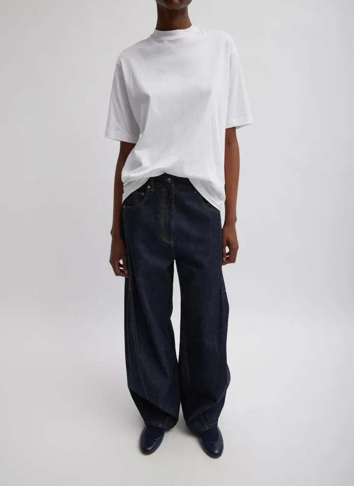 Women Tops Tibi Mock Neck Unisex TShirt White