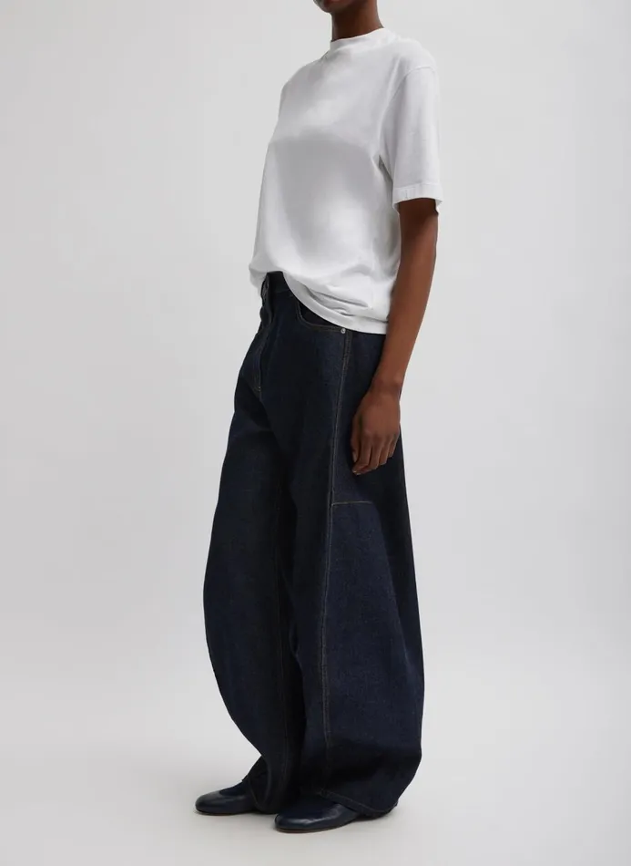Women Tops Tibi Mock Neck Unisex TShirt White