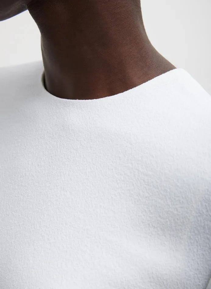 Women Tops Tibi Pebble Sable Paneled Long Sleeve Top White