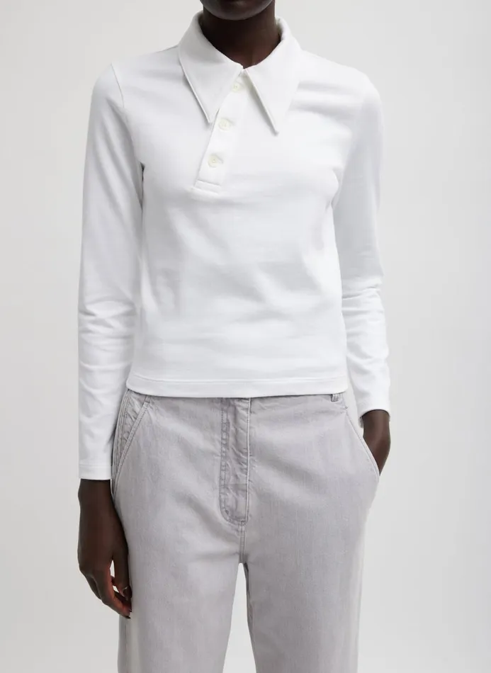 Women Tops Tibi Perfect TShirt Shrunken Polo White