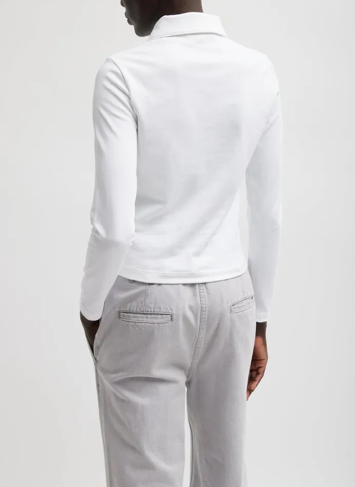 Women Tops Tibi Perfect TShirt Shrunken Polo White