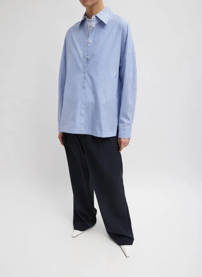 Women Tops Tibi Striped Shirting Gabe Oversized Shirt Blue Multi