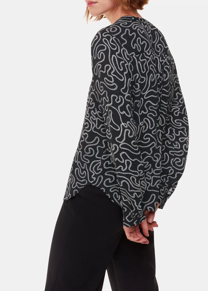 Women Tops Whistles Black Chain Print Shirt